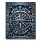 Navigational Compass Ornate Blue Rug