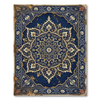 Midnight Blue Ornate Gold Floral Medallion Rug