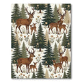 Woodland Deer and Evergreen Forest Illustration Rug
