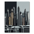 Monochrome Skyscraper Architectural Skyline Illustration Rug