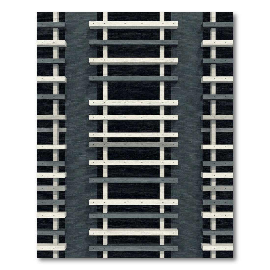 Industrial Gray White Linear Ladder Rug