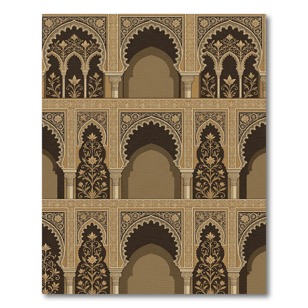 Earthy Tone Arched Floral Court Rug