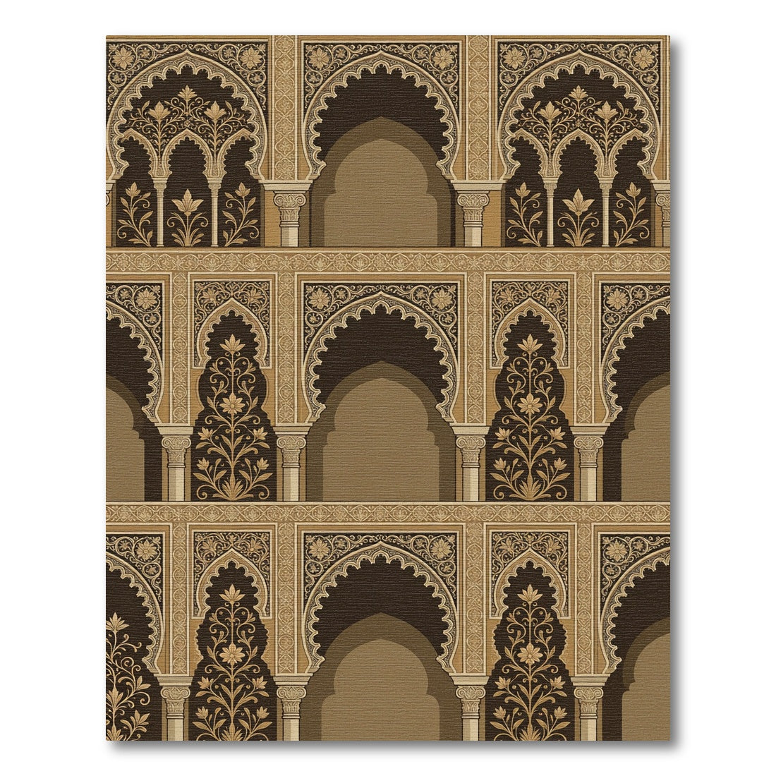 Earthy Tone Arched Floral Court Rug