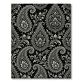 Black Silver Paisley Floral Scroll Rug