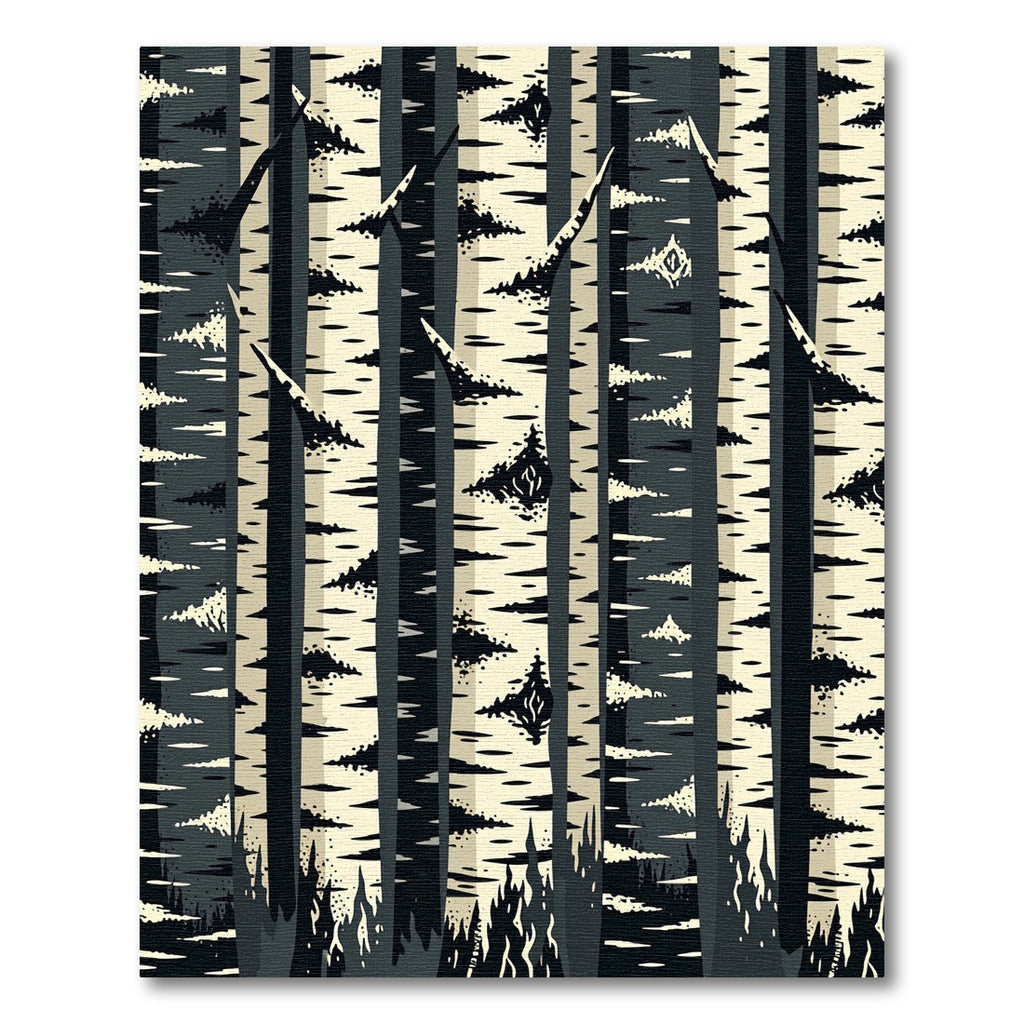 Monochromatic Forest Birch Tree Bark Rug