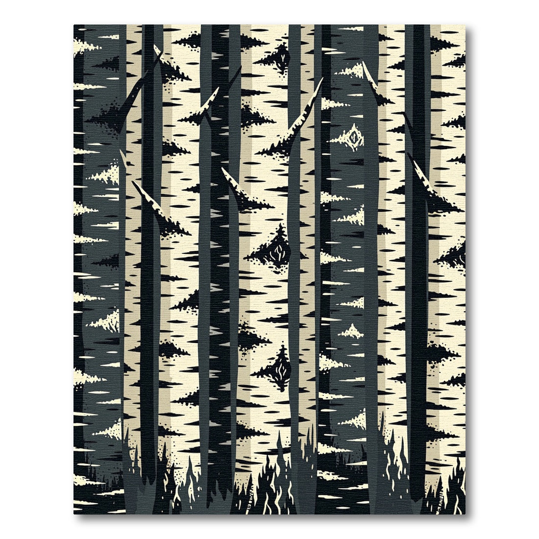 Monochromatic Forest Birch Tree Bark Rug