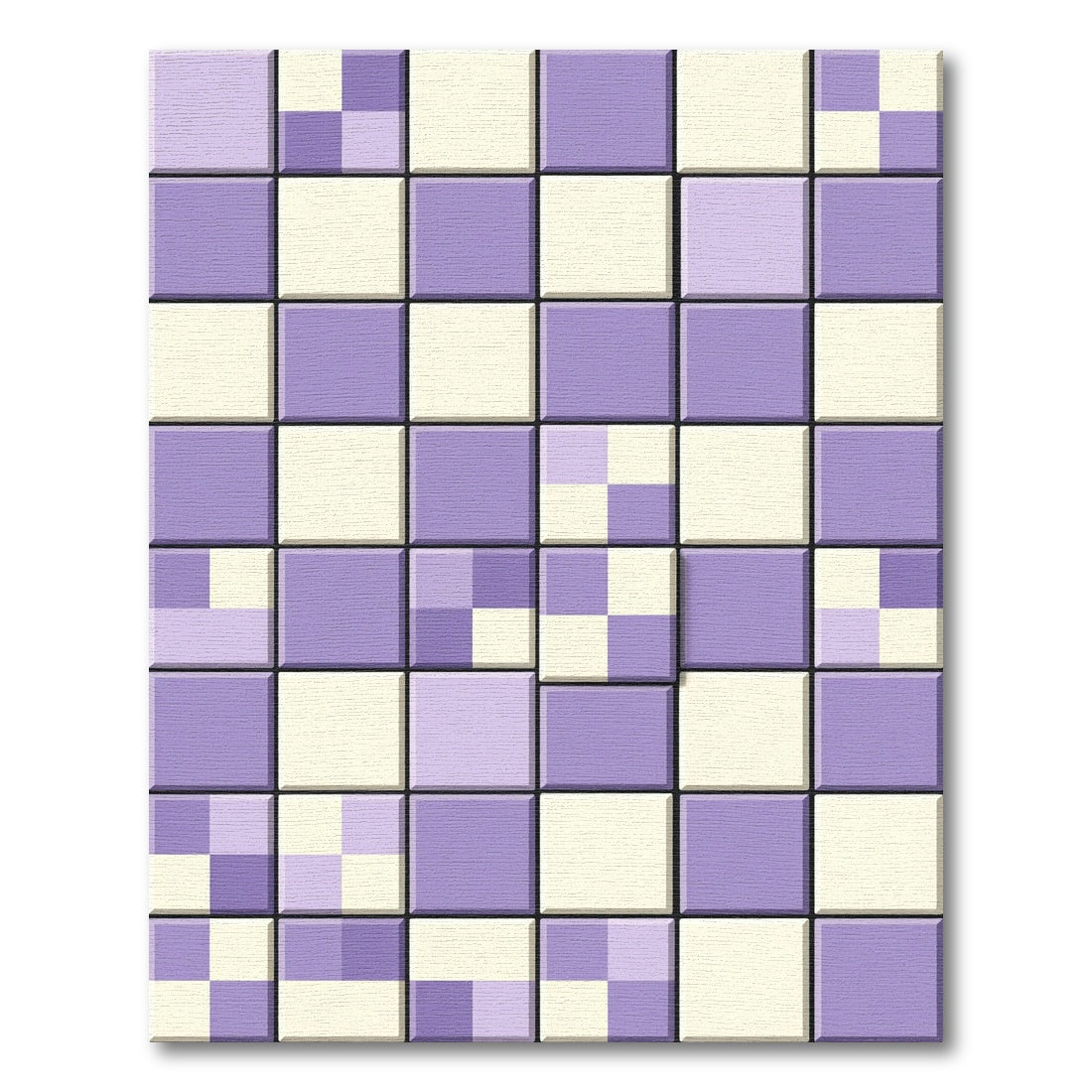 Lavender Cream Checkerboard Squares Rug