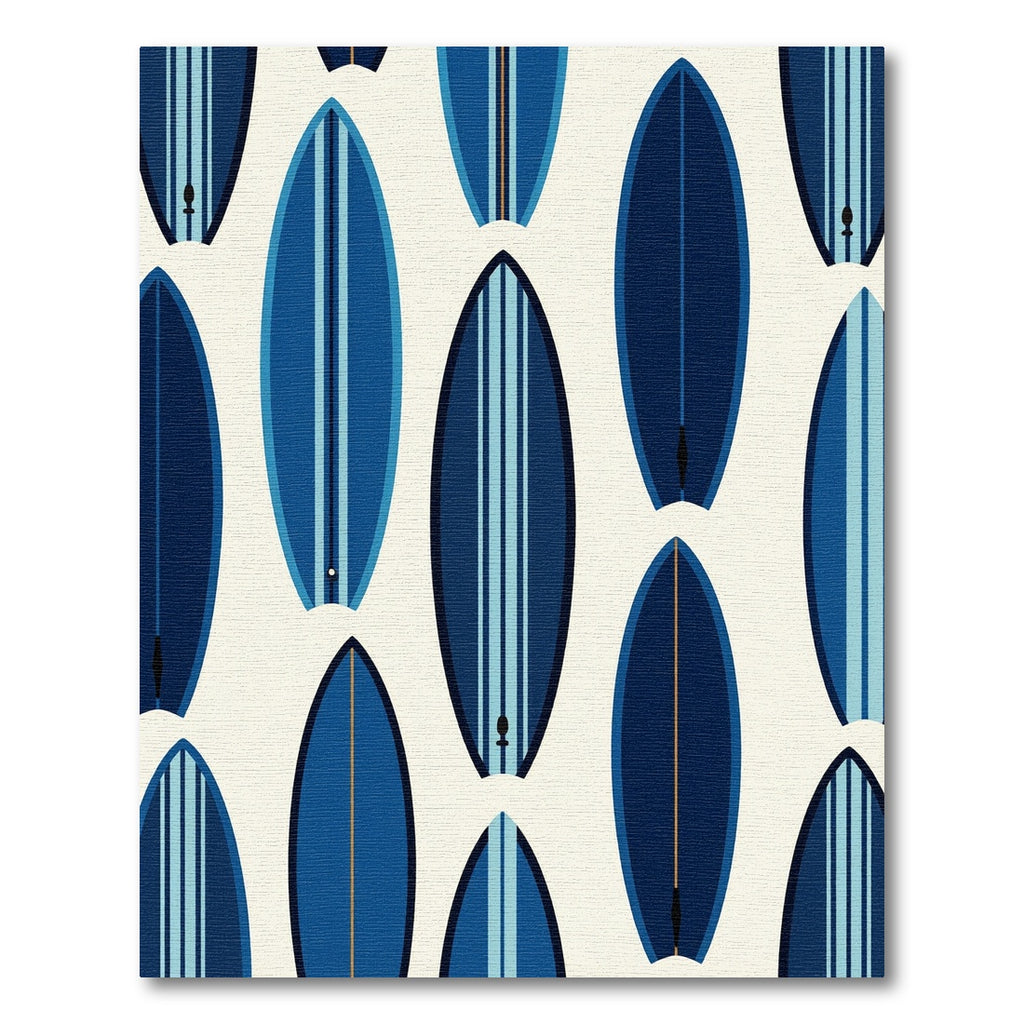 Modern Navy and Sky Blue Surfboard Rug