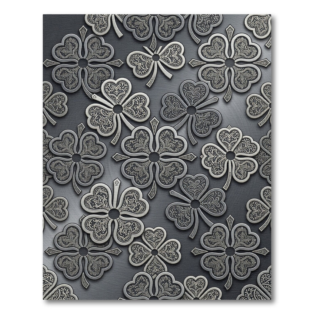 Silver Embossed Clover Medallions Rug