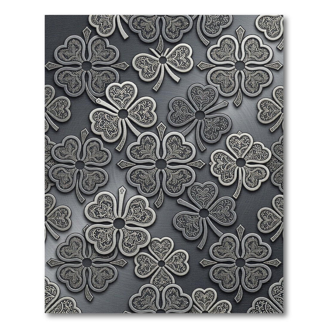 Silver Embossed Clover Medallions Rug