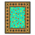 Aqua Red Yellow Polka Dot Border Rug