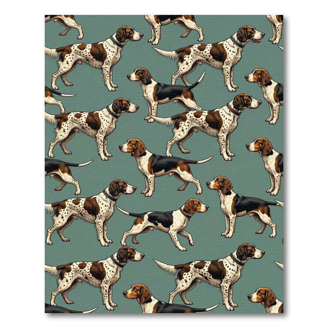 Vintage Beagle Dog Repeating Sage Interior Rug