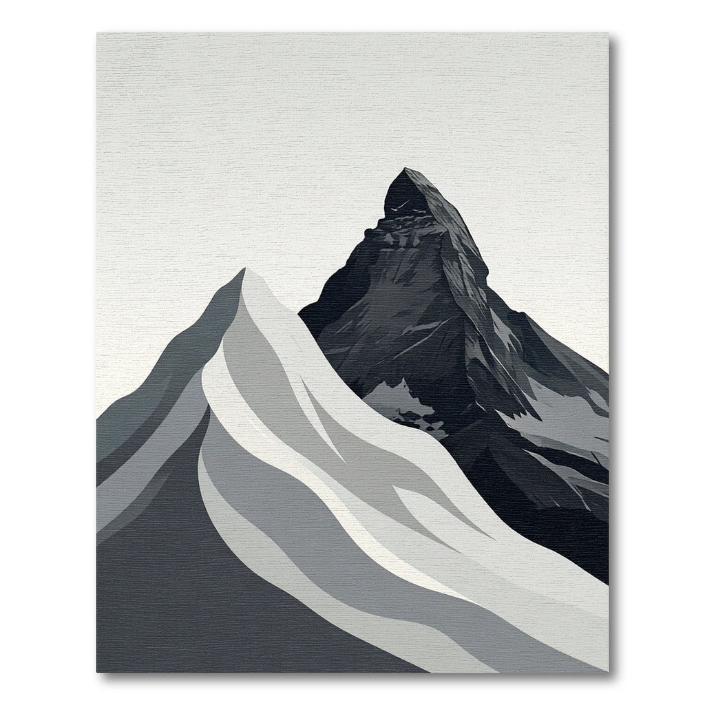 Minimalist Monochrome Alpine Peak Mountain Rug