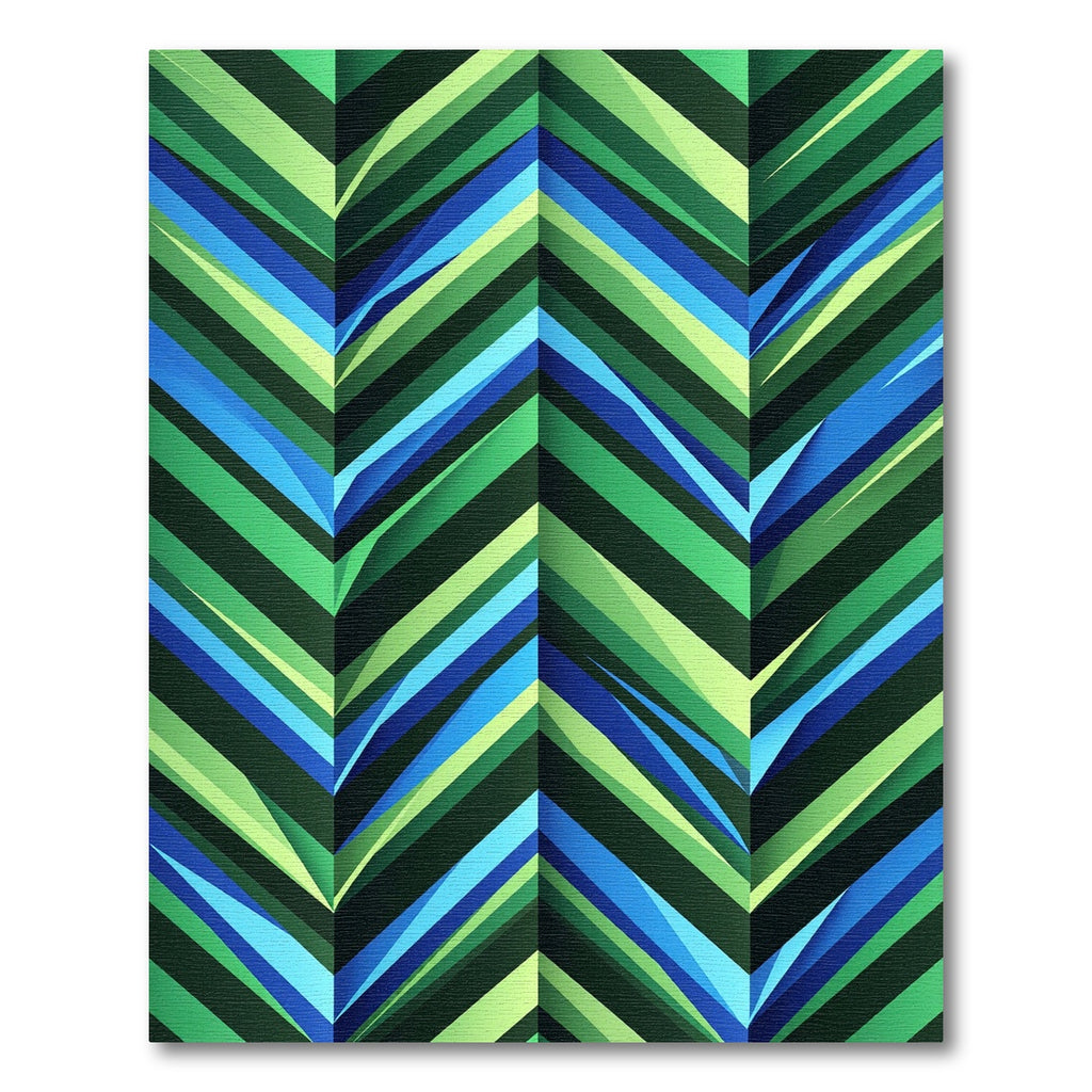 Vibrant Green Blue Chevron Geometric Layer Rug