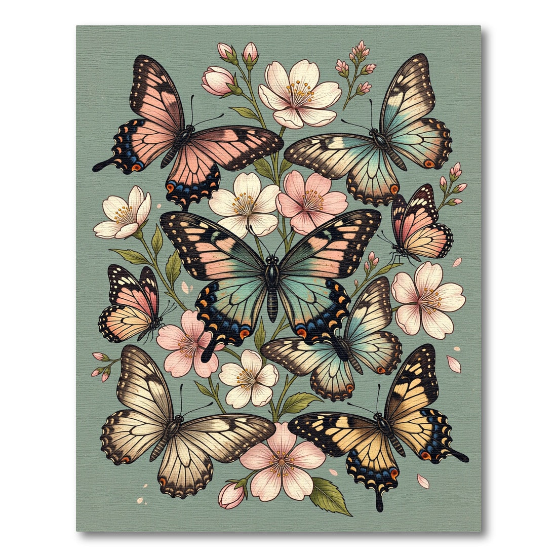 Whimsical Pastel Butterfly Garden Rug