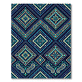 Navy Teal Golden Diamond Medallion Rug
