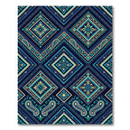 Navy Teal Golden Diamond Medallion Rug