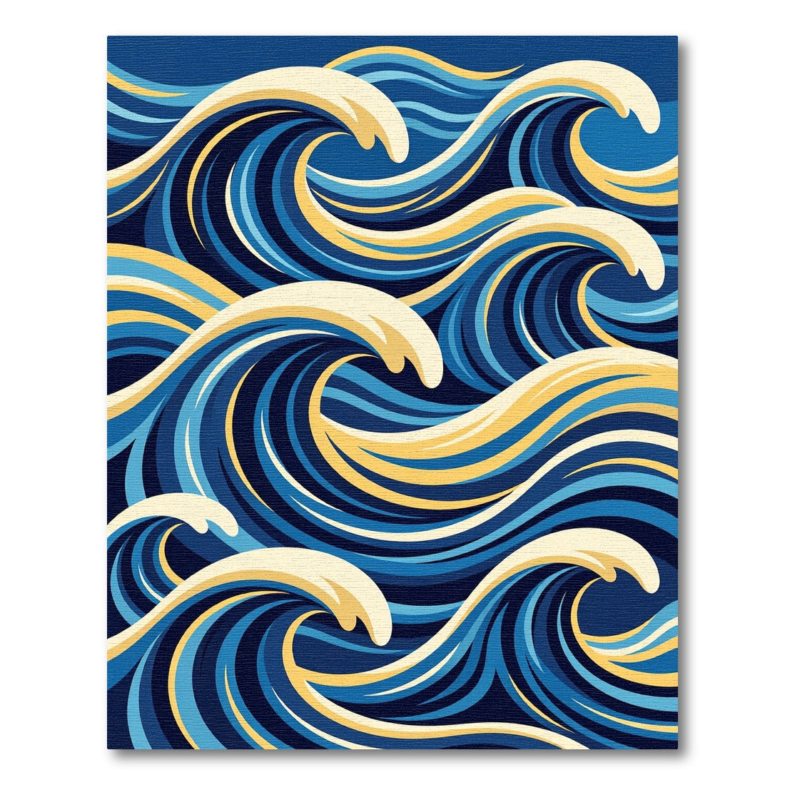 Dynamic Blue Yellow Wave Composition Rug