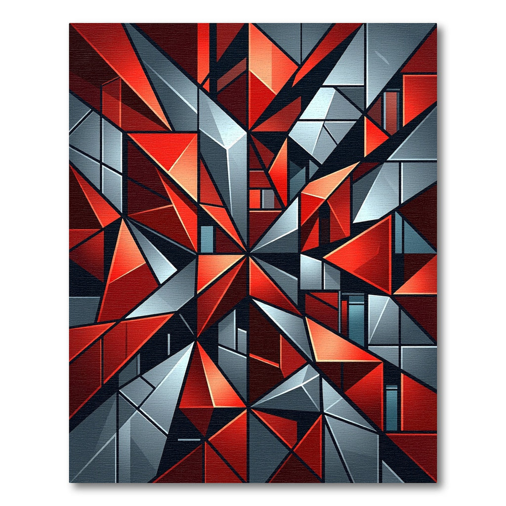 Geometric Red And Gray Shards Rug