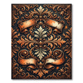 Ornate Copper Scroll Filigree Scrollwork Rug