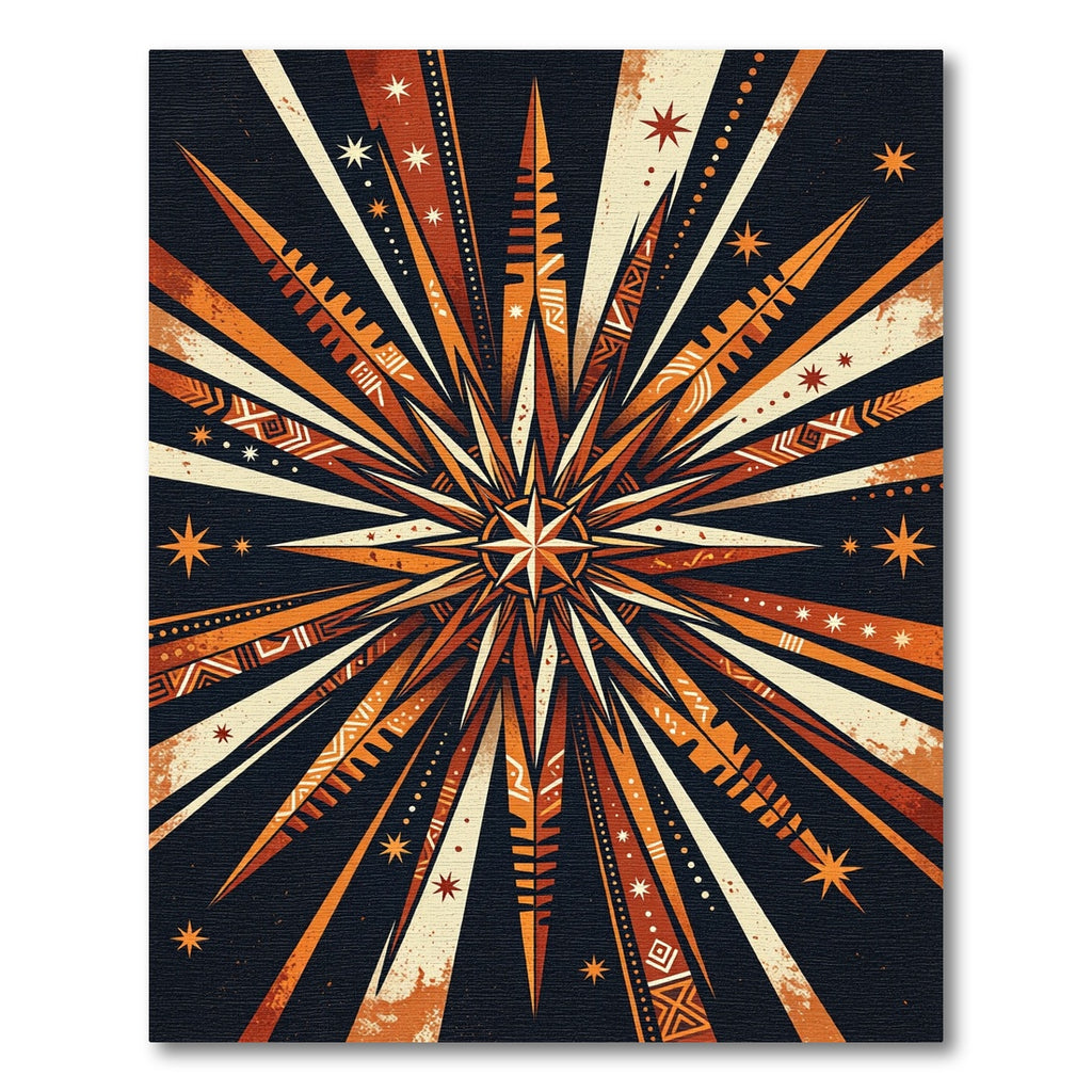 Radiant Burnt Orange Celestial Starburst Rug