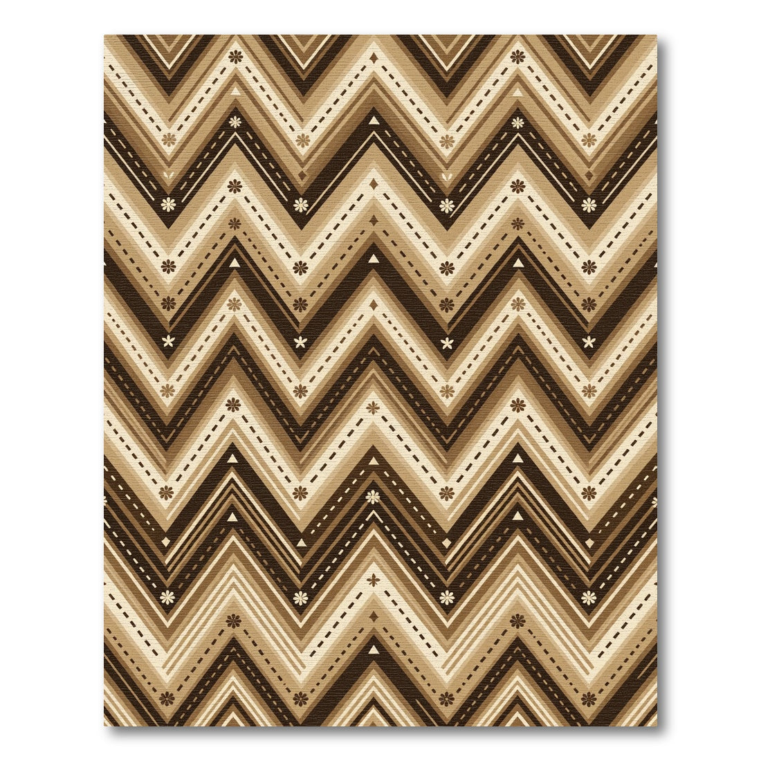 Earthy Tones Chevron Floral Zigzag Rug