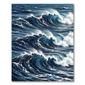 Dynamic Navy Blue Abstract Ocean Wave Rug