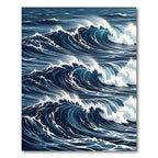 Dynamic Navy Blue Abstract Ocean Wave Rug