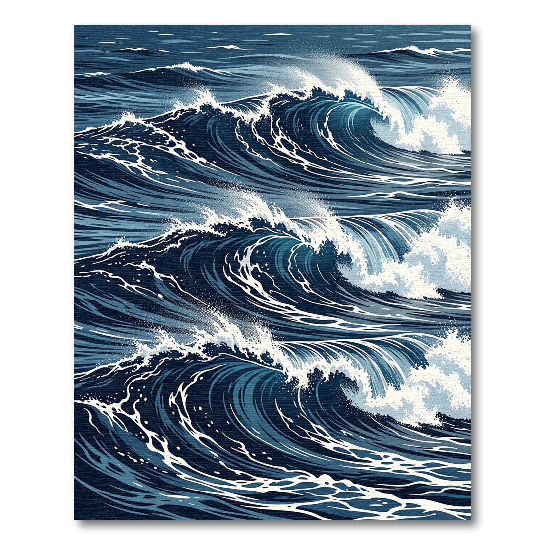 Dynamic Navy Blue Abstract Ocean Wave Rug