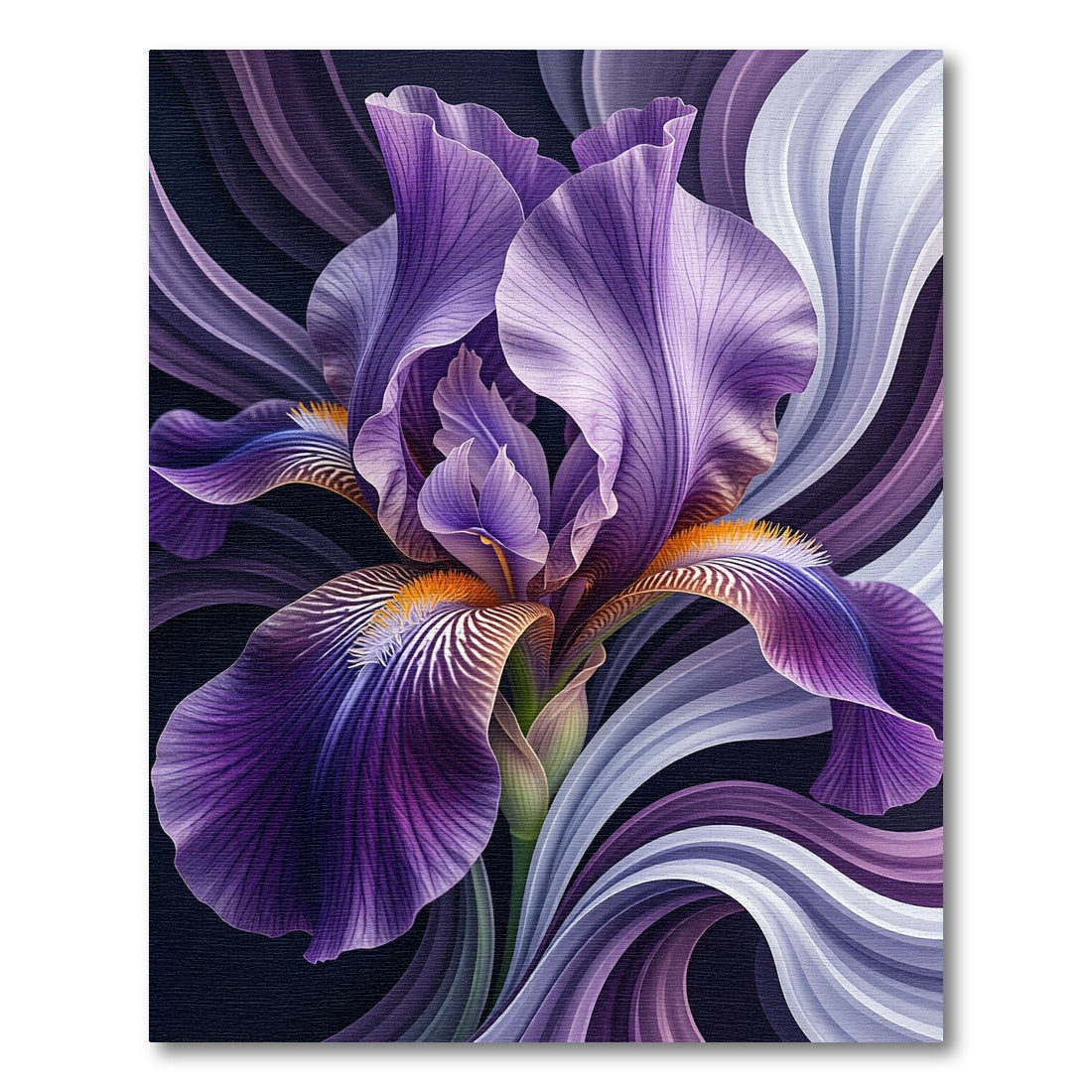 Elegant Purple Iris Swirl Abstract Rug