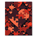 Abstract Red Heart Puzzle Mosaic Rug
