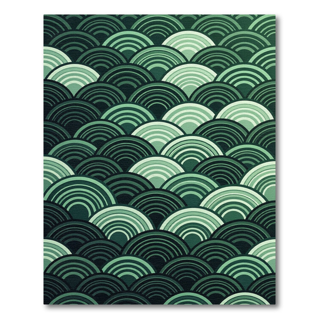 Emerald Green Scallop Overlap Rug