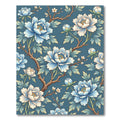 Chinoiserie Blue Peony Floral Branch Rug