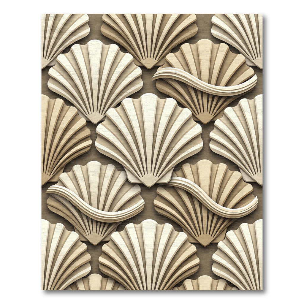 Elegant Cream Seashell Sculpted Wave Flow Rug