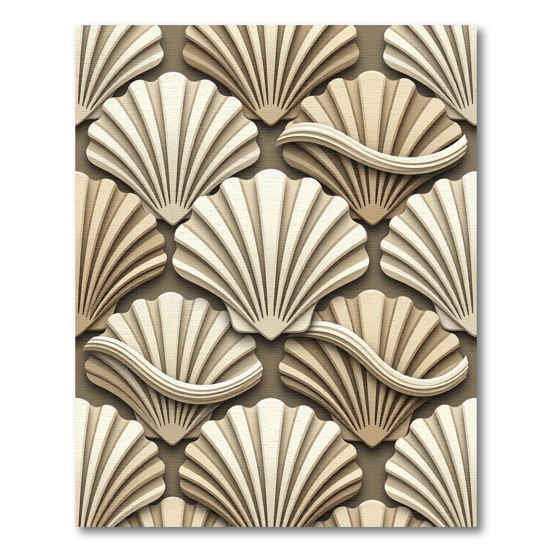 Elegant Cream Seashell Sculpted Wave Flow Rug