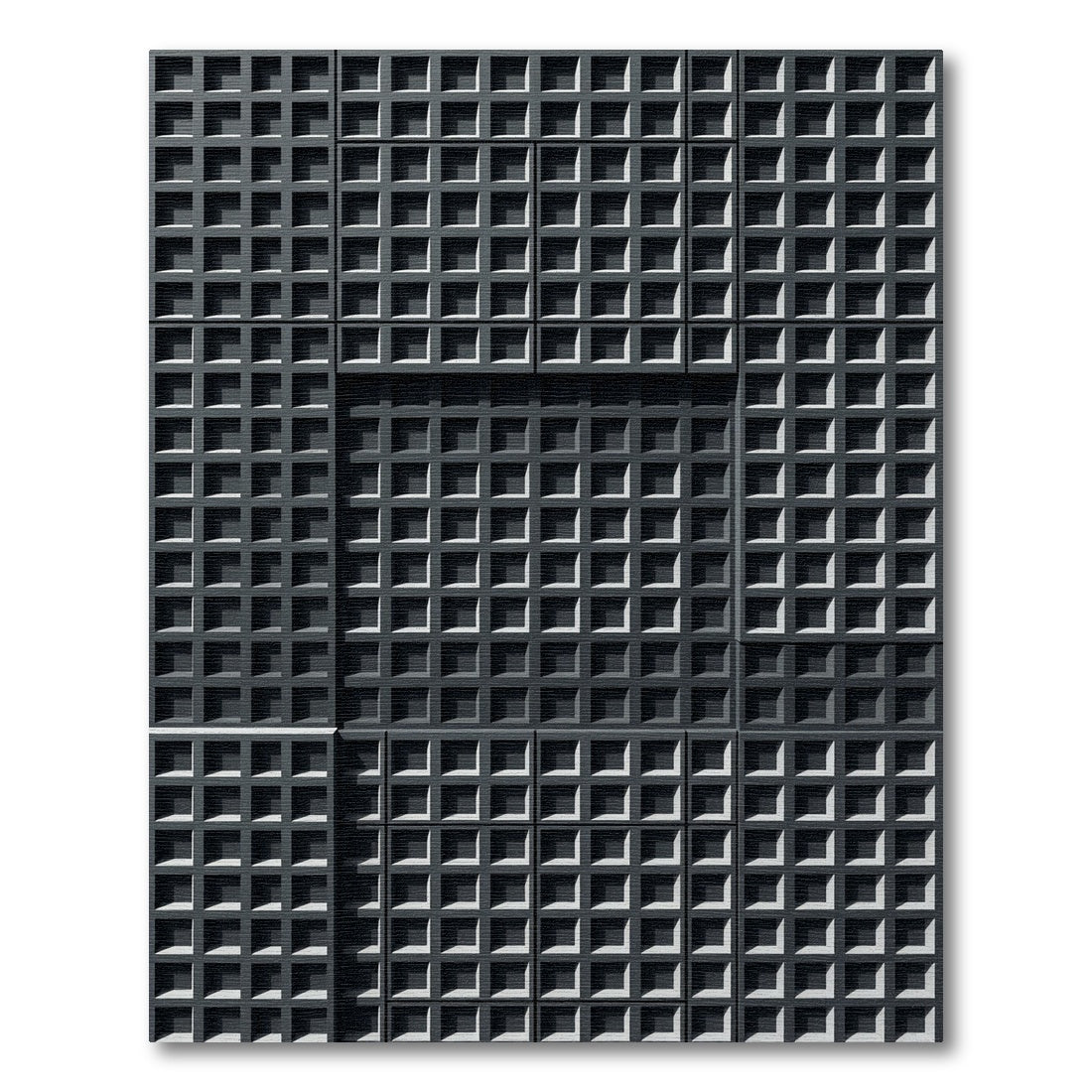 Monochromatic Charcoal Grid Geometric Rug
