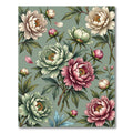Pink Green Flower Garden Composition Rug