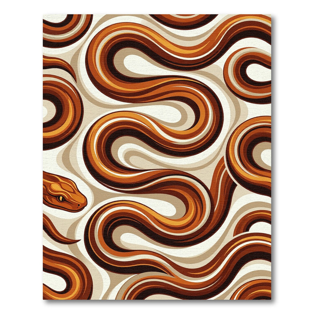 Abstract Amber Serpentine Wave Rug