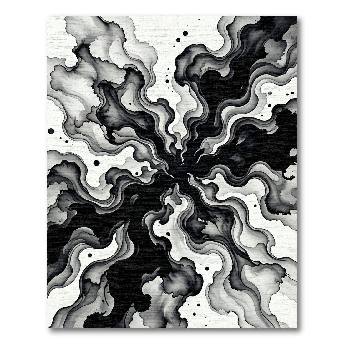Monochrome Abstract Ink Flow Swirl Rug