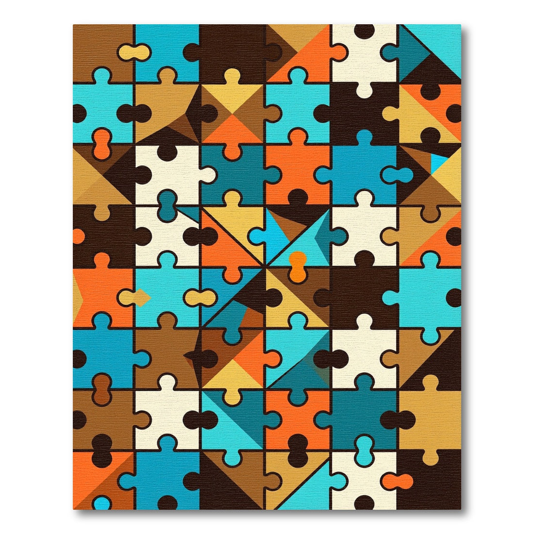 Abstract Puzzle Pieces Geometric Composition Rug