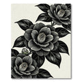 Monochromatic Botanical Camellia Floral Branch Rug