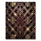 Art Deco Maroon Gold Geometric Lattice Rug