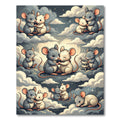 Whimsical Grey White Mouse Cloud Hug Rug