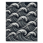 Dramatic Deep Gray Crashing Waves Rug
