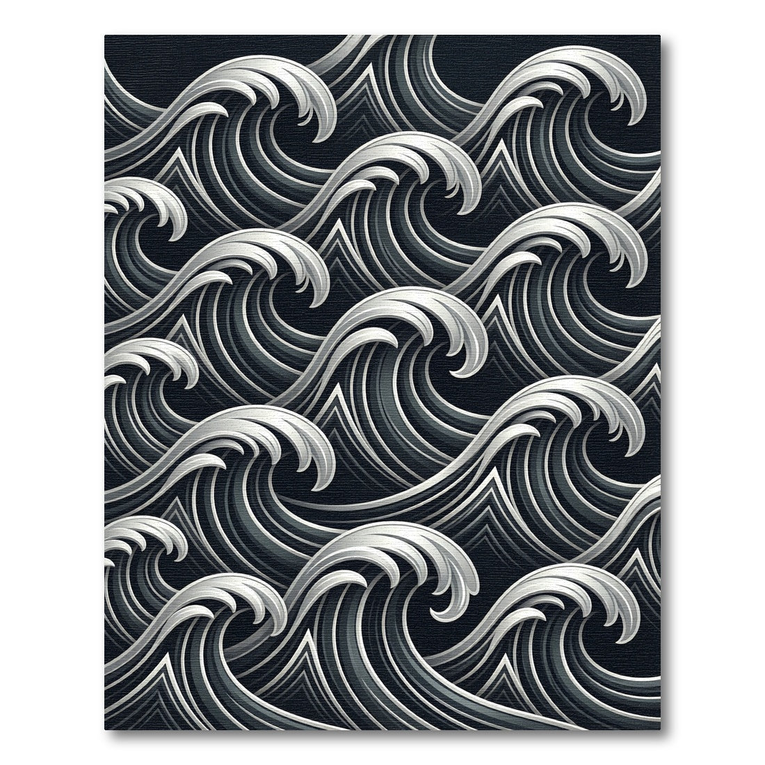 Dramatic Deep Gray Crashing Waves Rug