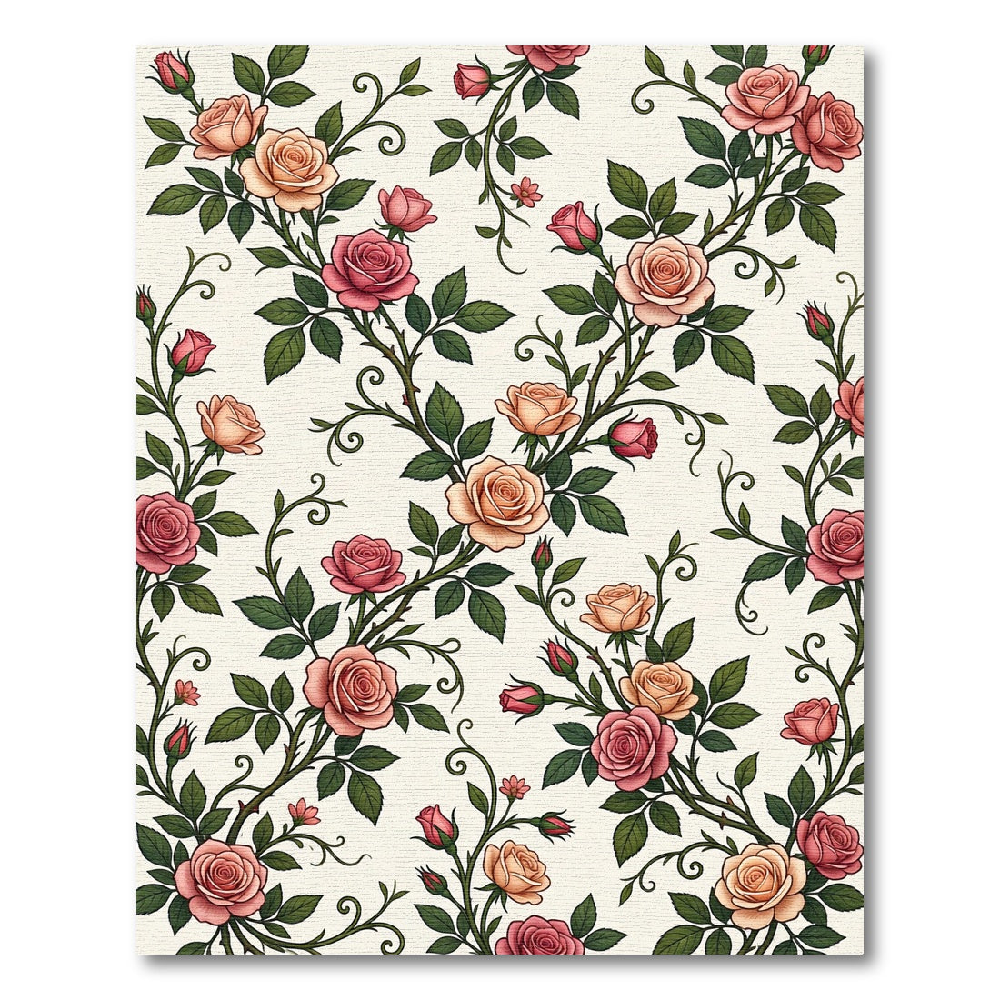 Vintage Rose Garland Floral Arrangement Rug