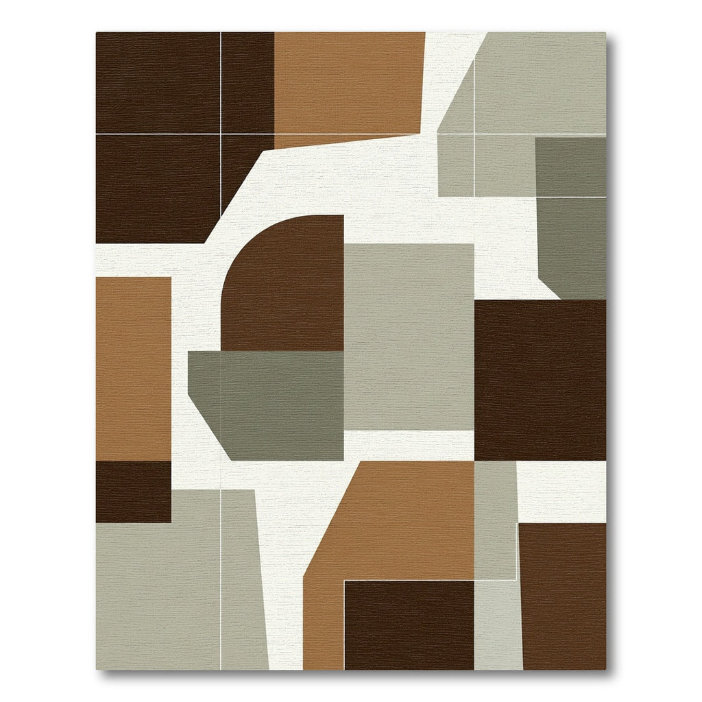 Modern Earthy Geometric Block Composition Rug