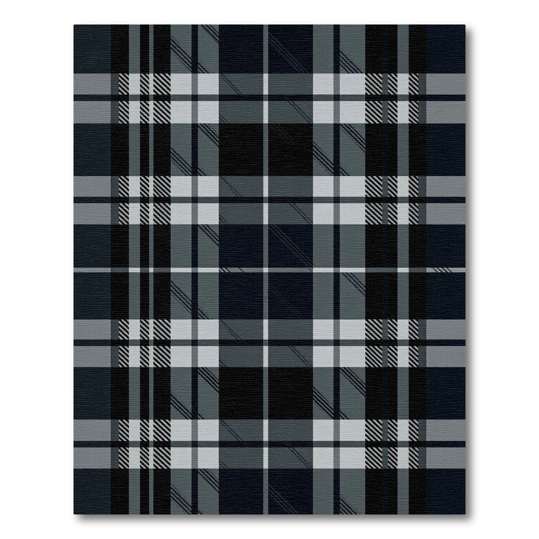 Classic Dark Gray Tartan Plaid Rug