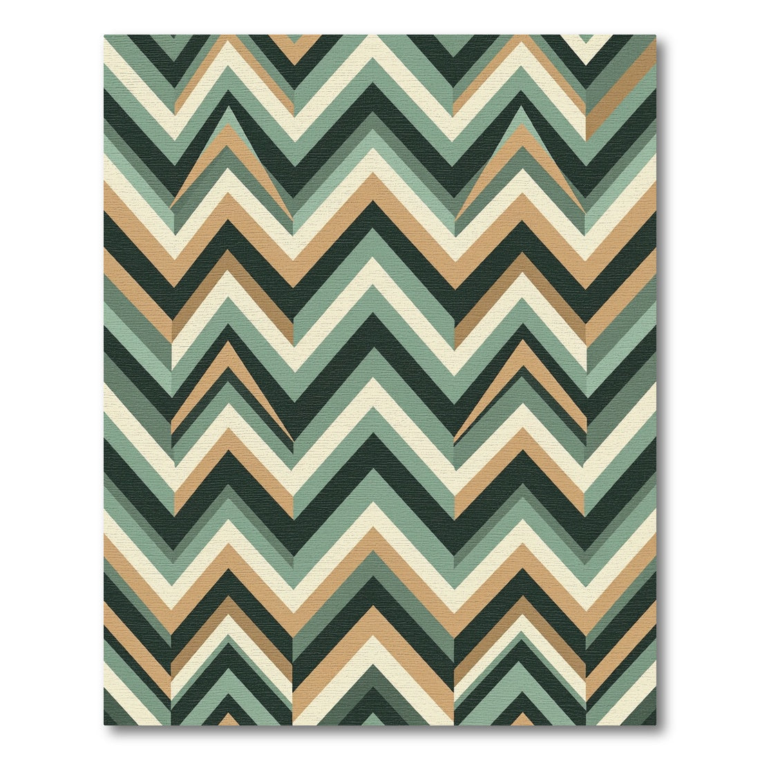 Mid Century Geometric Chevron Sage Earth Rug