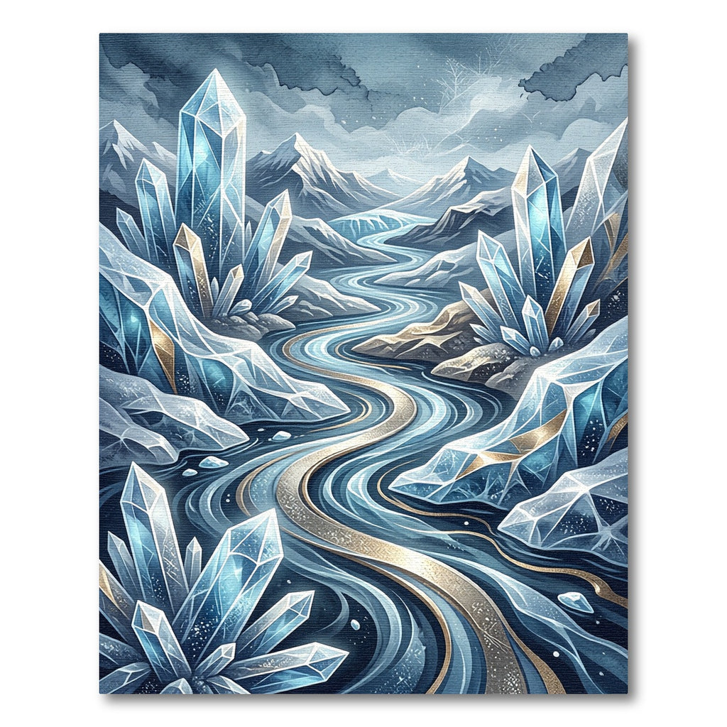 Icy Blue Crystal River Landscape Rug